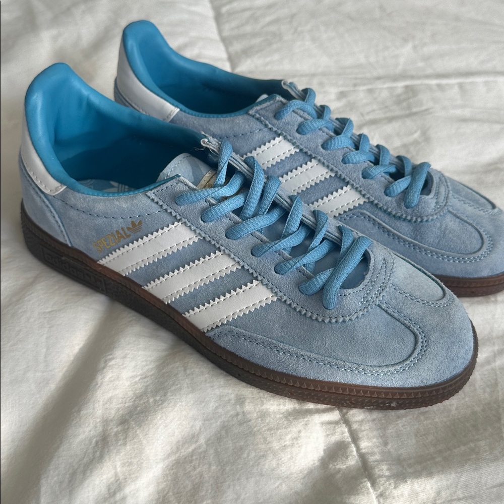 Never been worn Adidas Spezial Light Blue and White Sneakers